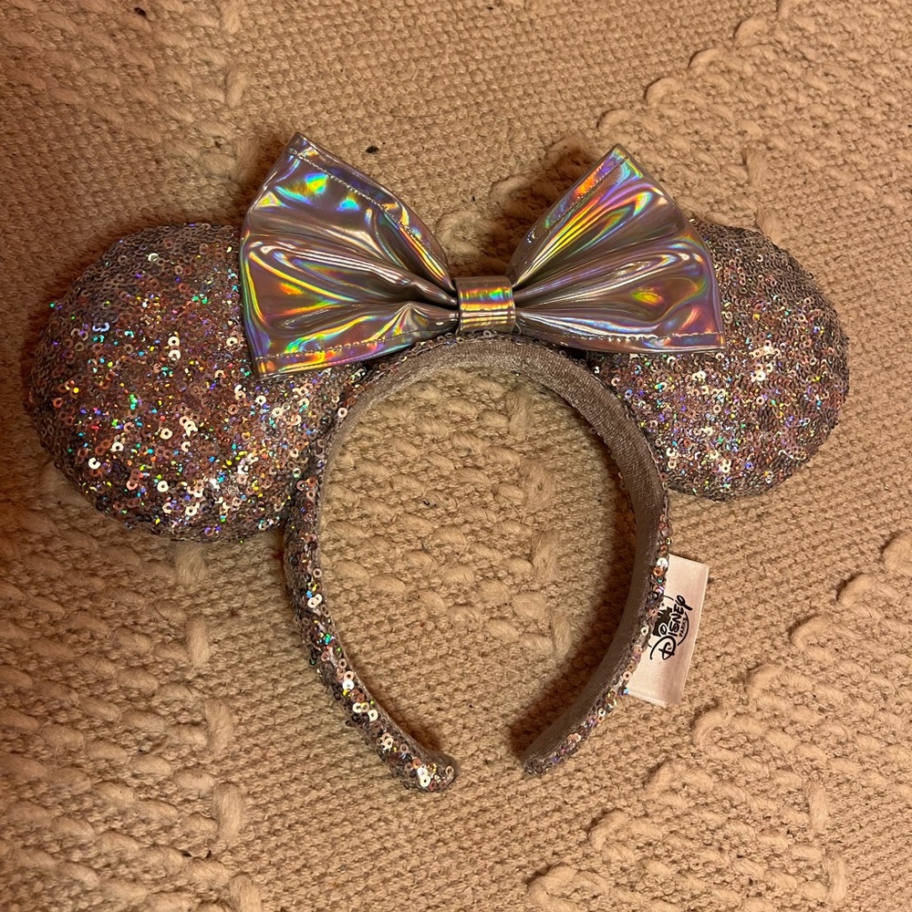 Disney sequin mouse ears in iridescent silver